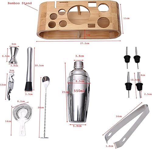 Miniatura 2 de Coctelera de 12 piezas, juego de coctelera de acero inoxidable, kit de barman profesional, herramientas de barman para bares, hogares, fiestas barman
