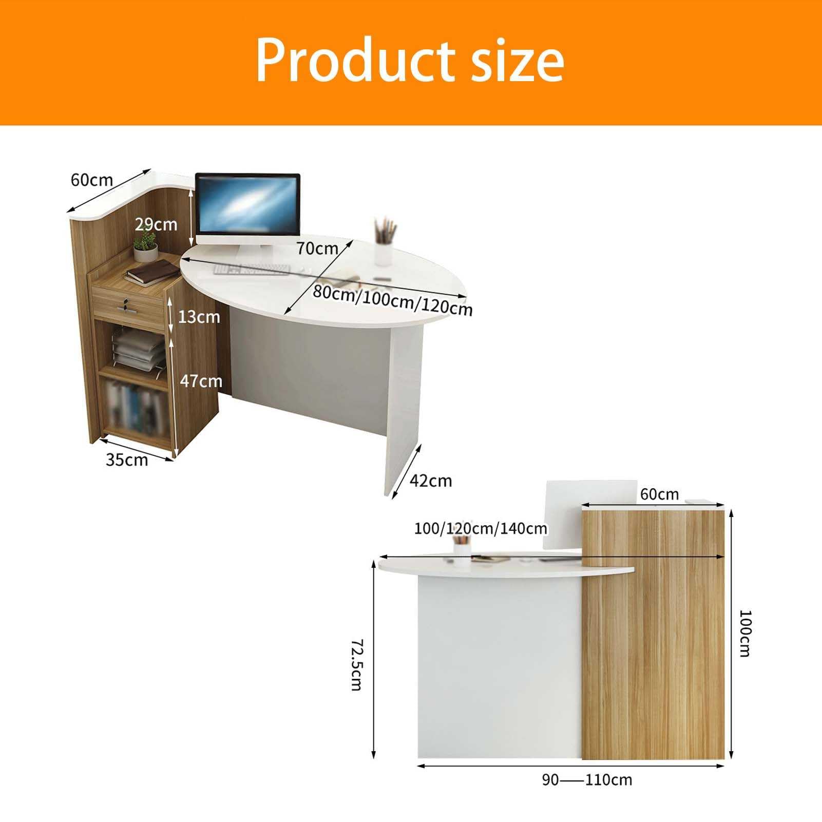 Front-Desk-Empfangstheke, Empfangstheke mit Stauraum an der Rezeption, Einfach Modern Theken-Schreibtisch, Mit Ovalem Schreibtisch und Schublade Mit Schloss, Für Zuhause, Büro, Lobby & Salon