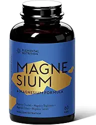 Magnésio four 350mg - Dimalato - Bisglisinato - Taurato - Citrato - ELEMENTAL Nutrition (Novo Rotulo)