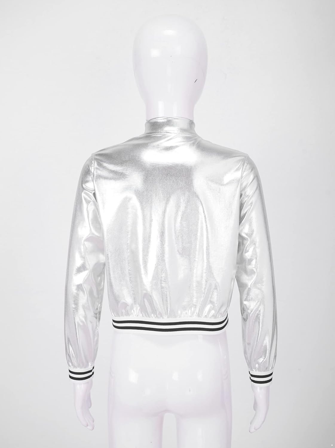 easyforever Girls Metallic Long Sleeve Baseball Jacket with Jogger Cargo Pants Set Hip Hop Jazz Street Dance Outfits