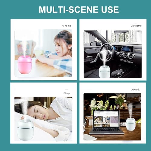 Miniatura 6 de Mini humidificador USB de 8.5 fl oz Ambientador de aire para coche Difusor de aceite esencial con luz LED colorida 2 modos de coche hogar USB