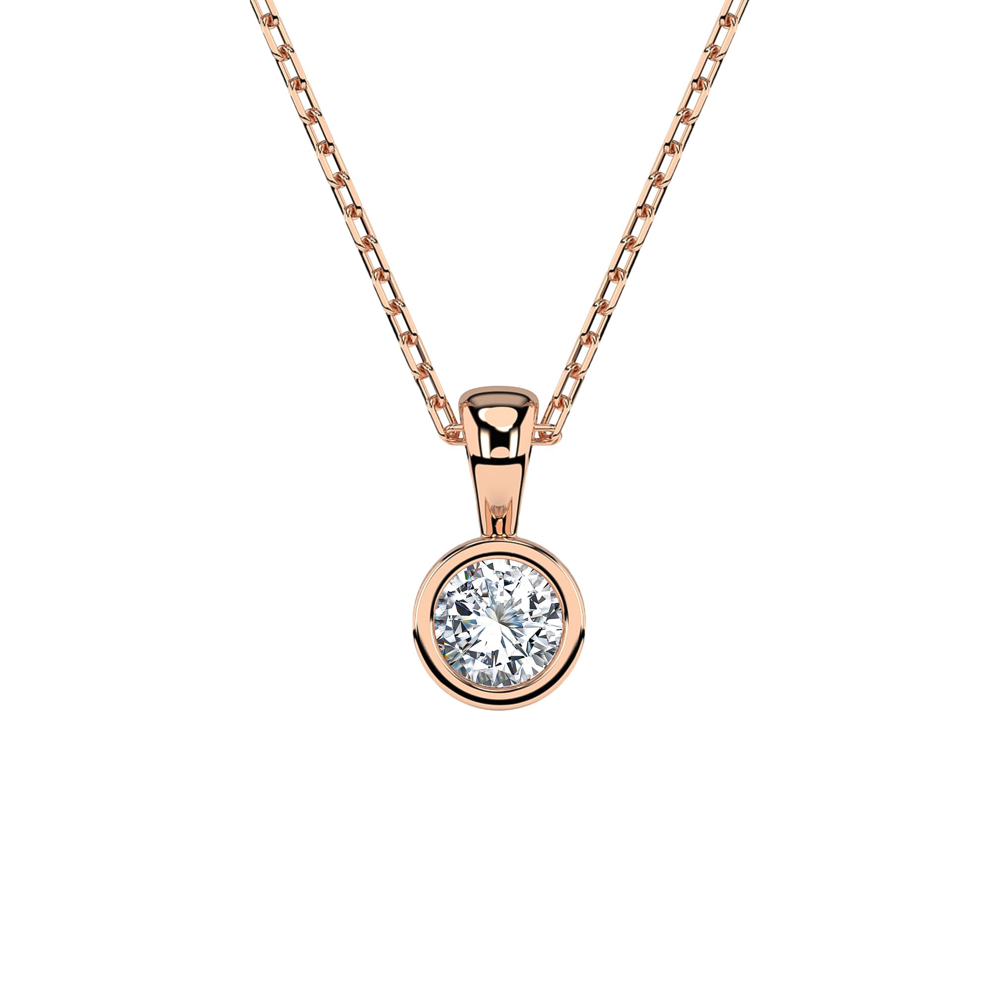 EDELIND Collana Punto Luce Donna con Diamante 0.10 ct in Oro 14k - Ciondolo Design a Disco - Catenina Forzatina, Lunghezza Regolabile
