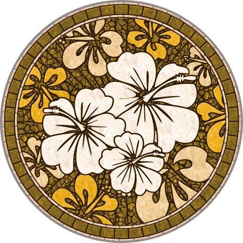 Hawaiian Hibiscus Mosaic Pool Art - XL 59" Diameter - Gold