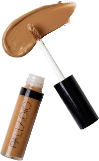 Palladio Liquid Concealer, Medium Coverage, Lightweight and Buildable Formula for Seamless Coverage, Conceals Imperfections, Brightens Skin, and Lasts All Day, Tan Deep