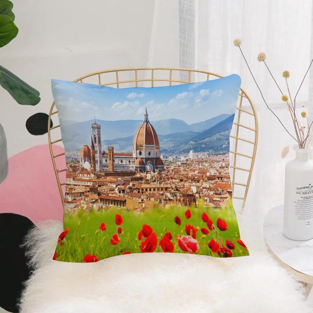 HYOSXW Cushion Cover,Throw Pillow Case Home Decorative for Living Room Bedroom Sofa Chair 16X16 Inch,Featuring the iconic skyline of Florence with its Renaissance landmarks such,Pillowcase 40X40cm