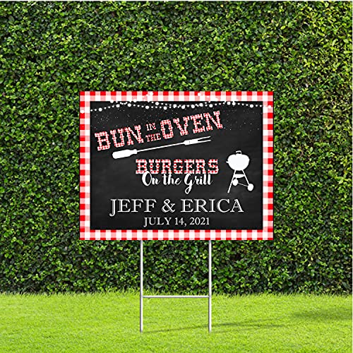 Bun in The Oven Burgers On The Grill Yard Sign Large Sign