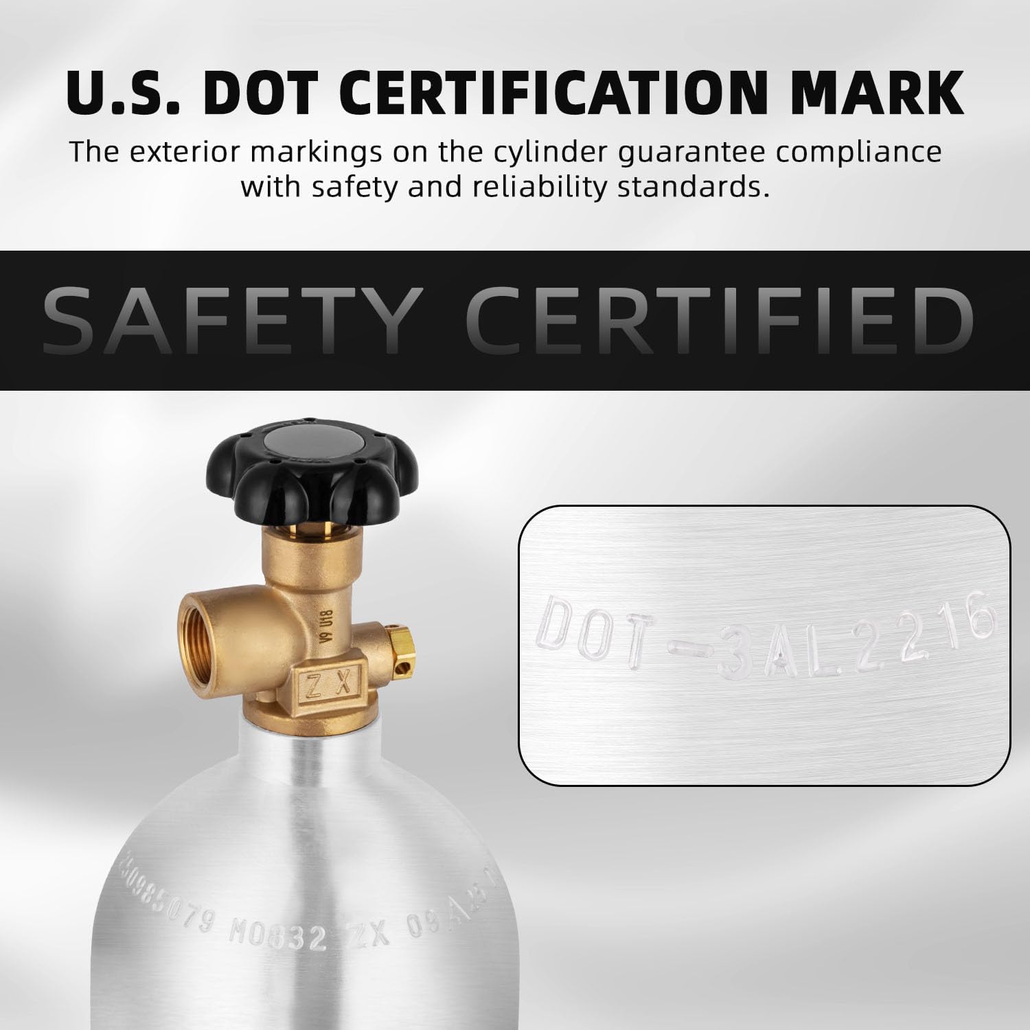 TMCRAFT 22 Cu.Ft Nitrogen Cylinder, High-Strength Aluminum Alloy Inert Gas Tank, DOT Approved Gas Tank with CGA-580 Valve (Ships Empty)