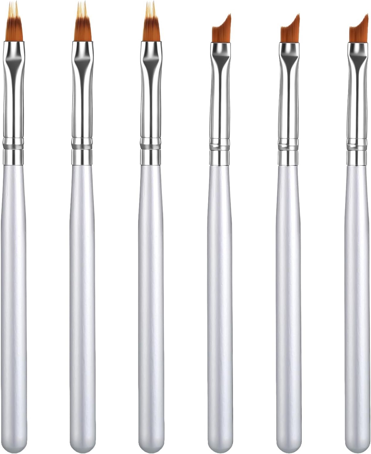 6 PCS French Tip Nail Brush Oblique Head French Manicure Brush Set Nail Painting Brushes for UV Gel Acrylic Painting Drawing