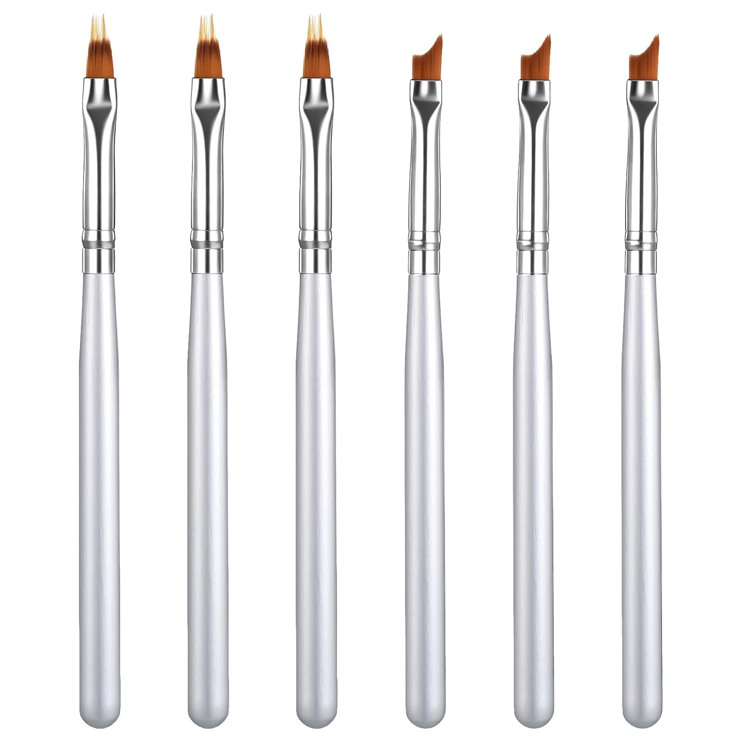 6 PCS French Tip Nail Brush Oblique Head French Manicure Brush Set Nail Painting Brushes for UV Gel Acrylic Painting Drawing