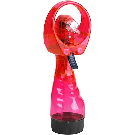 MYADDICTION Battery Powered Handheld Water Misting Fan Water Spray Fan for Office Travel red