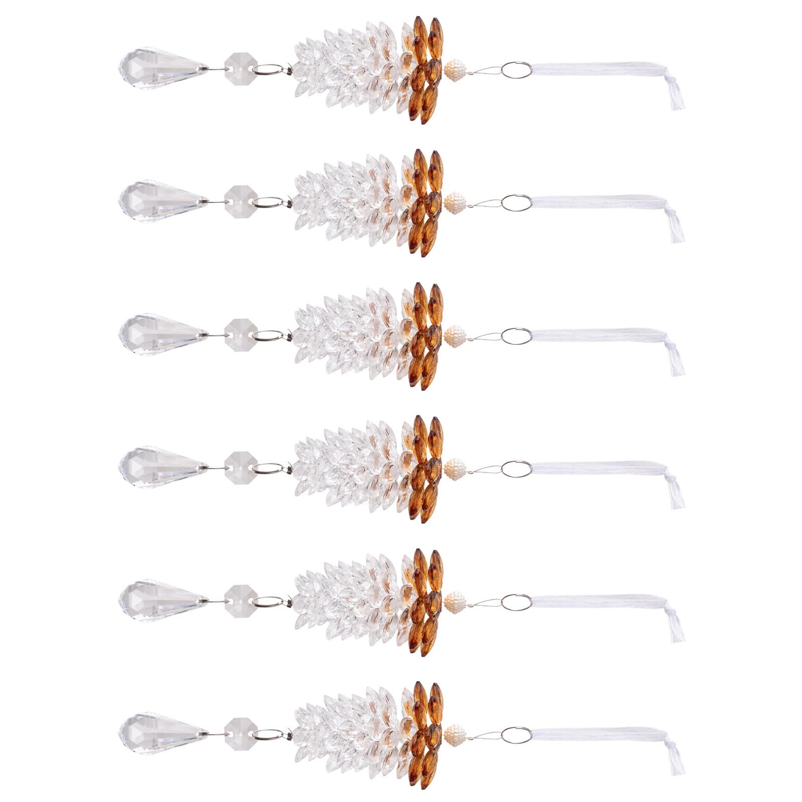 KAQNTUD Pack of 6 Pine Cones Hanging Ornaments, Festive Christmas Tree Decoration for Home, Party and Seasonal Celebrations, Pine Cones Pendant, Hanging Ornament, Christmas Tree Decoration for Party