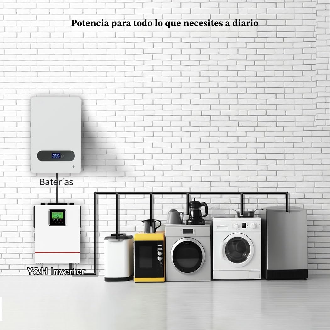 Y&H Inversor híbrido solar de 1000 W CC 12 V a CA 230 V, inversor de onda sinusoidal pura fuera de la red con cargador solar MPPT de 40 A máx. PV 600 W CC 150 V, apto para batería de plomo-ácido/litio