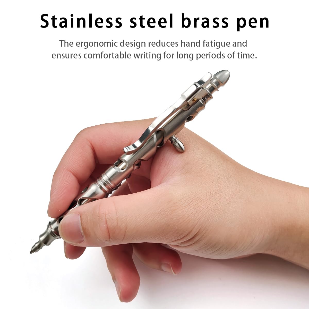 Dr Metalleung Heavy Duty Stainless Steel Bolt Action Pen - Retractable EDC Pen with Keychain Refillable Ink Smooth — view 6