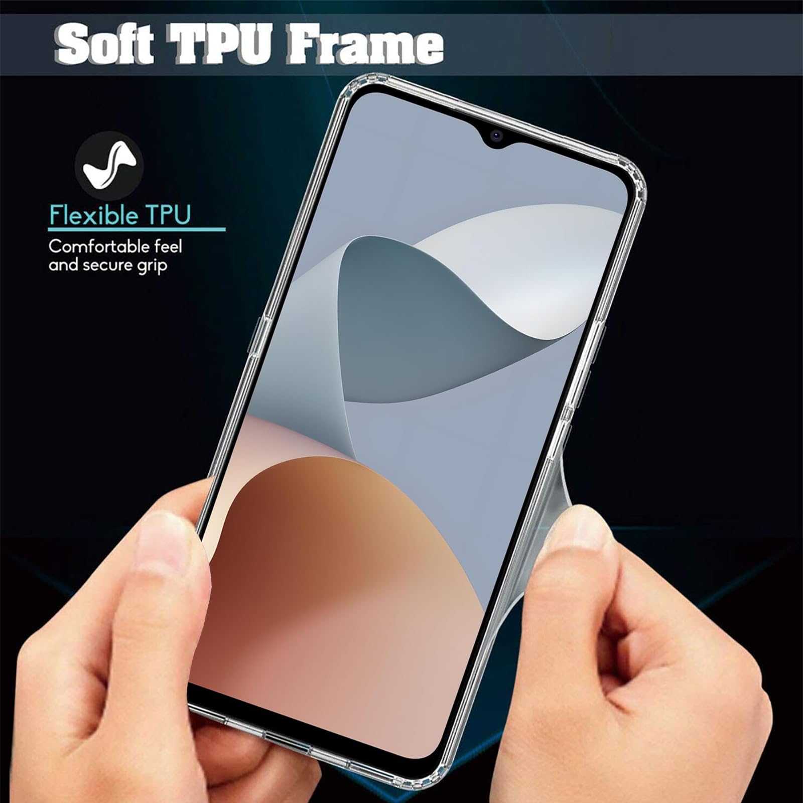 Cover Per ZTE Blade A34 (6,60") Con 2 Pellicole Vetro Temperato - Custodia In TPU Morbido Nero, Antiurto E Antigraffio, Kit XS40 - 3
