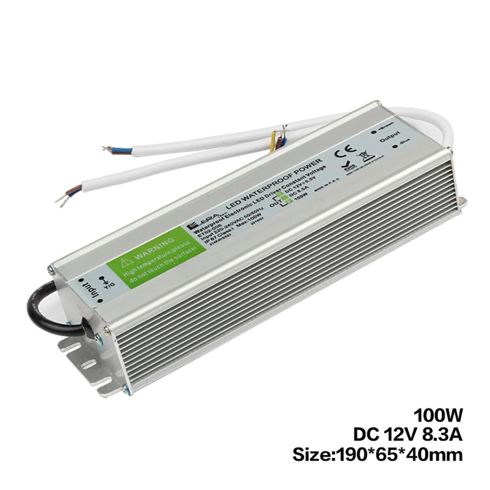 AC110V-260V a DC12V/24V 10W 20W 30W 50W 80W 100W IP67 trasformatore LED impermeabile alimentatore elettronico in lega di alluminio(10W,DC 12V)