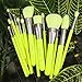 Docolor Makeup Brushes Set 15Pcs Professional Make Up Brushes Premium Gift Synthetic Kabuki Foundation Brush Blending Face Powder Blush Concealers Eye Shadows Professional Makeup Brush Set, Neon Green