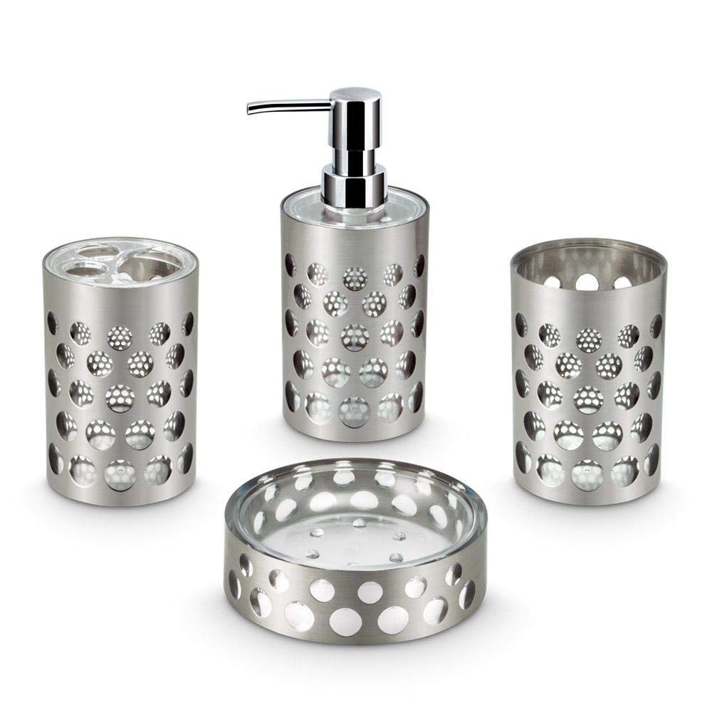 Freelance Miami Polystyrene 4 Pieces Bathroom Set-Dispenser, Toothbrush ...