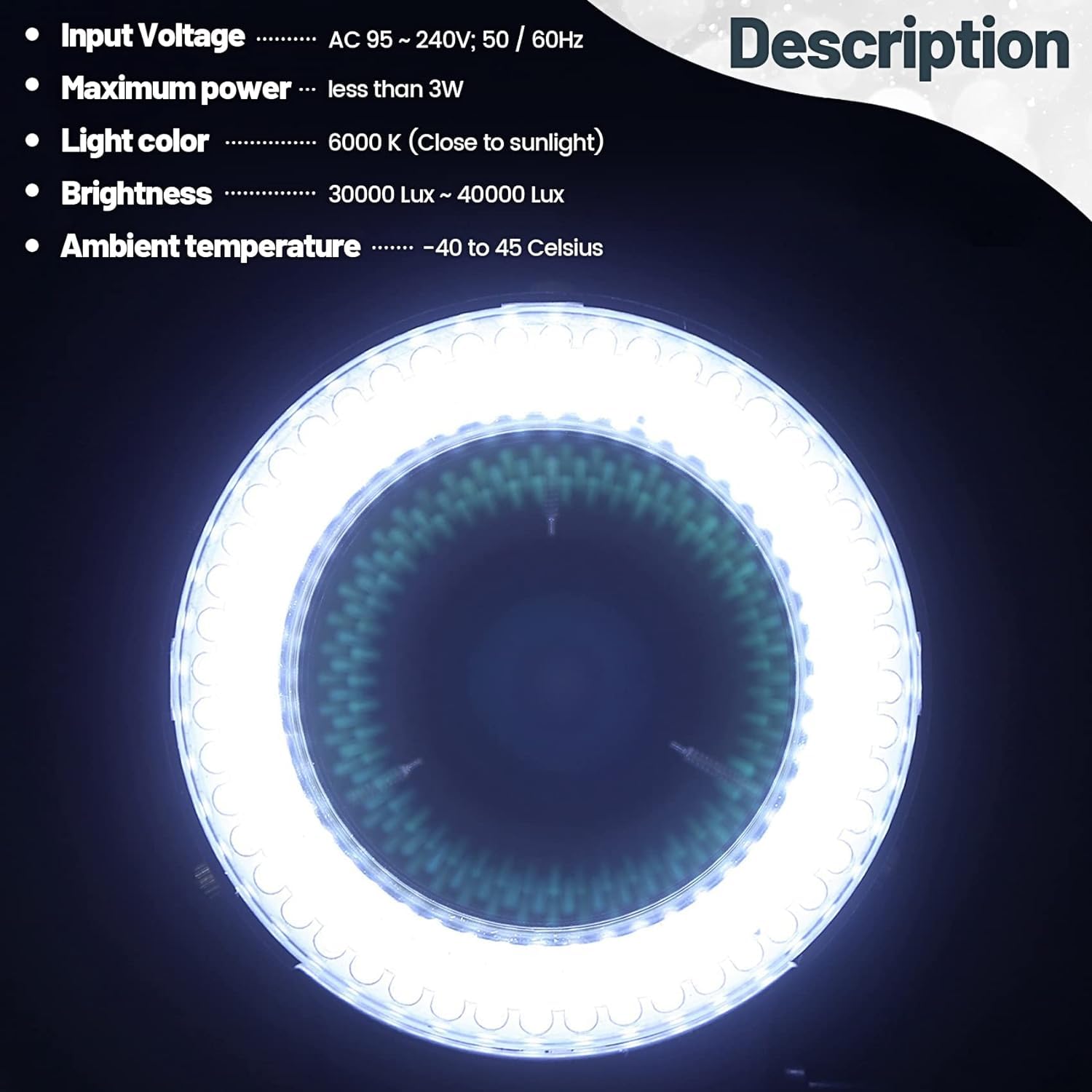 144 LED Lumière d'anneau du Microscope, Anneau Lampe de Source Lumineuse de lumière d'appareil pour microscopes et caméra, 144 Perles LED Source de lumière Luminosité réglable