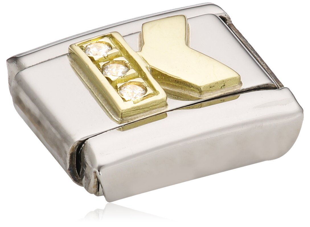 Nomination Composable Classic K Letter Stainless Steel, K Gold and Cubic Zirconium