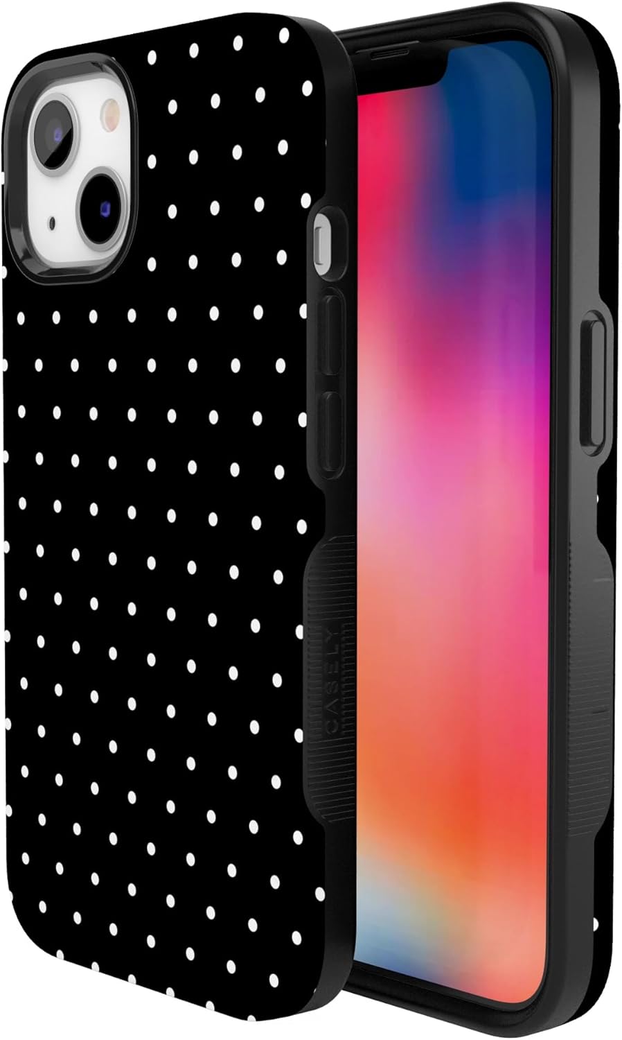 Casely iPhone 13 Case | On the Dot | Black Polka Dot | Bold Protective Design | Compatible with MagSafe