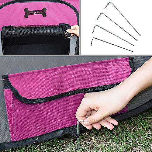 Melko Welpenauslauf 125 x 125 x 64 cm Welpenlaufstall faltbar Tierlaufstall für Kleintiere Hunde Katzen Hasen - Pink