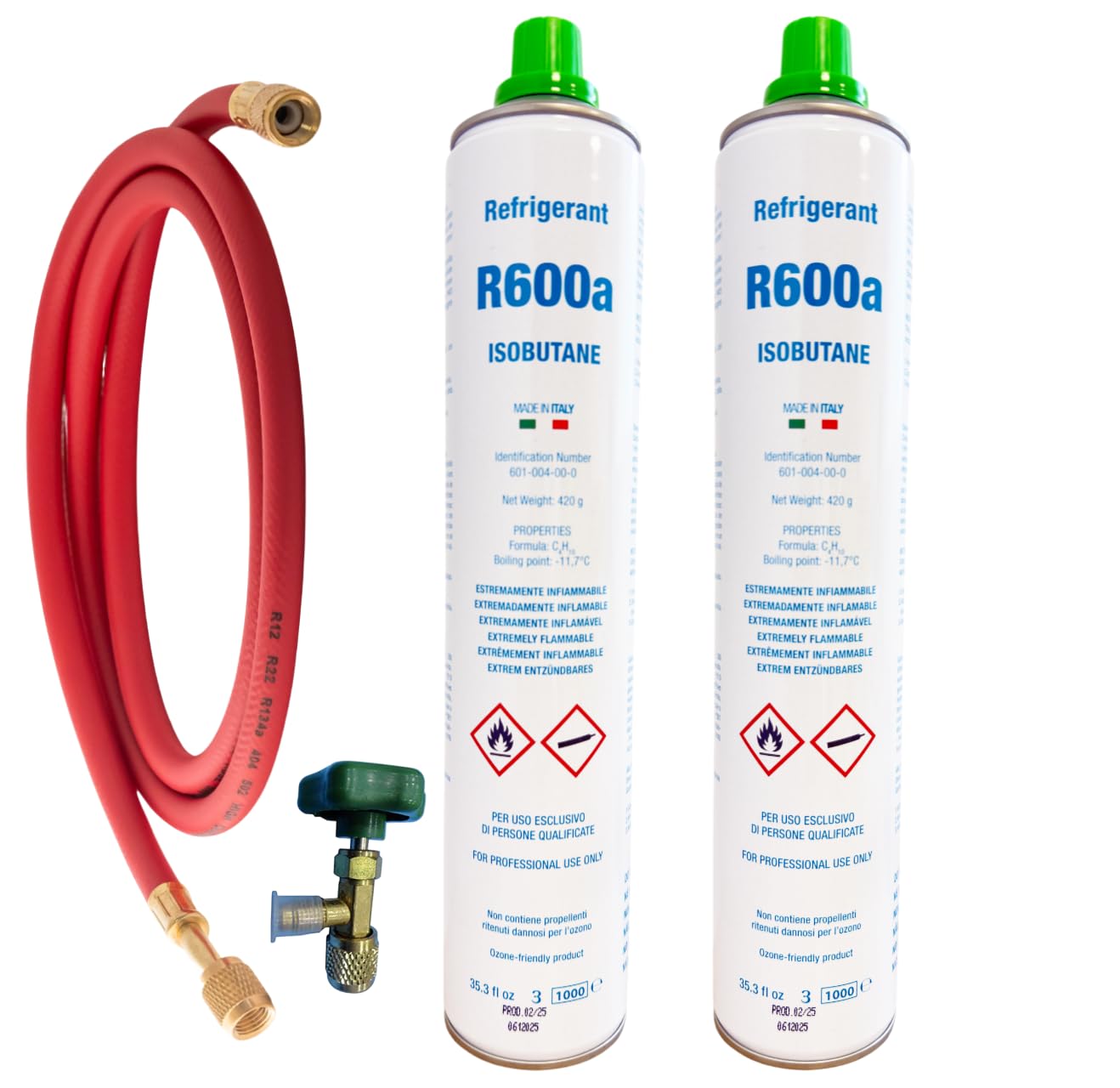 Kit Completo Recarga Frigorífico R600a Isobutano 840g Gas Refrigerante Ecológico