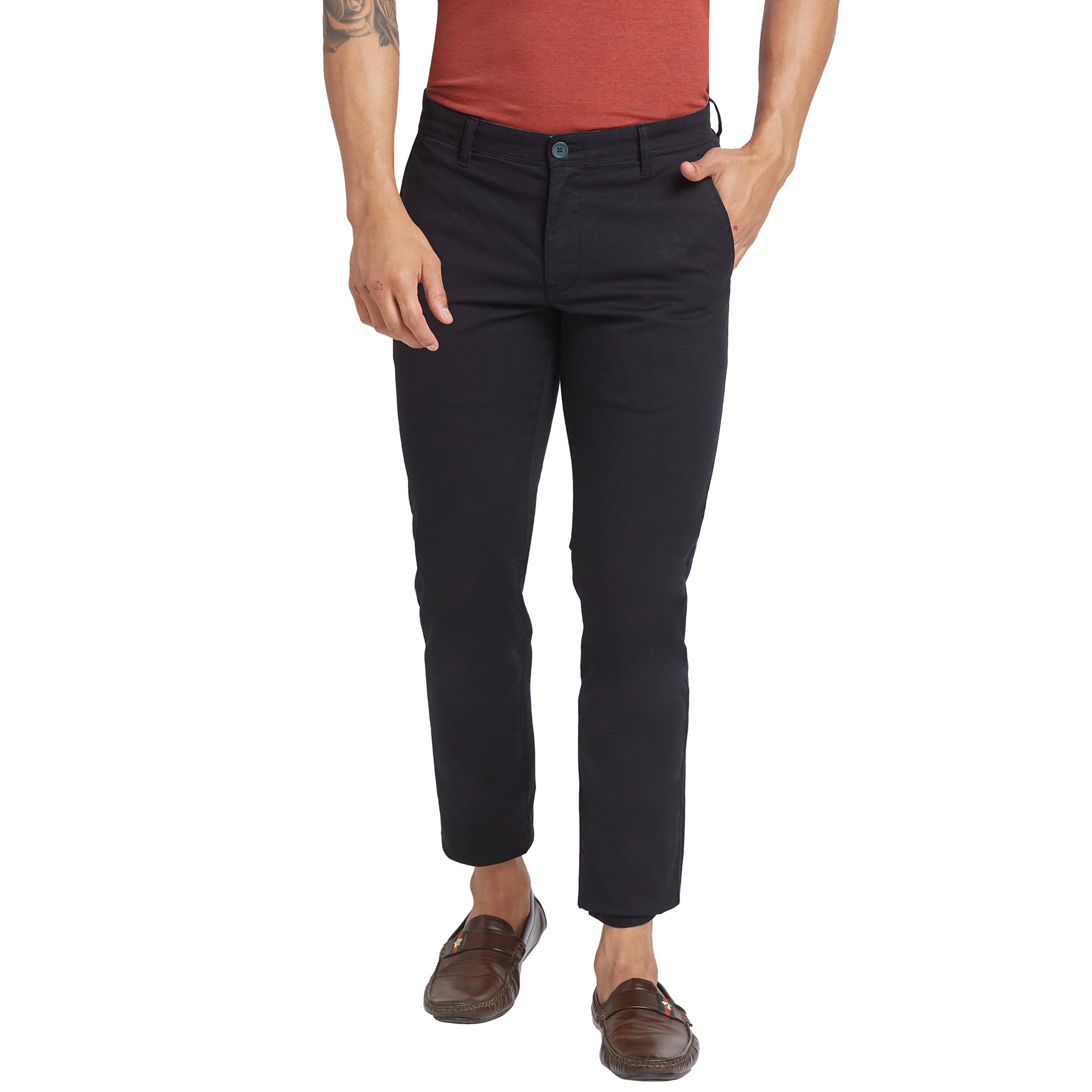 parx Men's Solid Pattern Lrt Fit Cotton Blend Flat Front Casual Trouser-picture-41