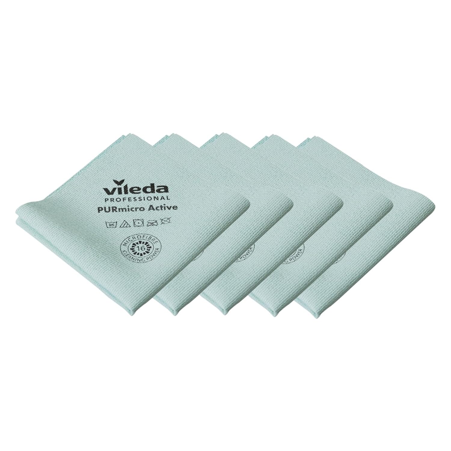 Vileda Professional, Bayeta PurMicro Active, Azul, Microfibra alto rendimiento, Recubrimiento PUR, Superficies lisas, Inox y Vidrio, Alta absorción, Secado sin rastros, Disponible 5 colores, 38x35cm — view 14