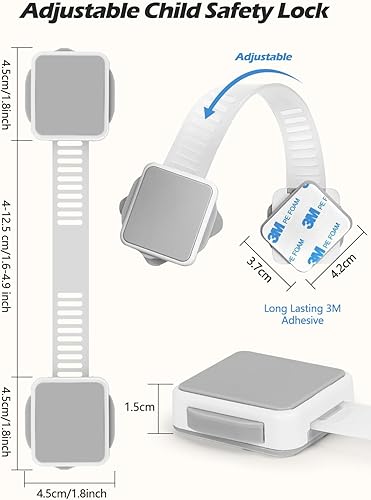 Miniatura 8 de Paquete de 2 cerraduras de seguridad a prueba de bebés seguras para niños, para gabinete, cajón, refrigerador, horno, lavavajillas, puertas, asiento
