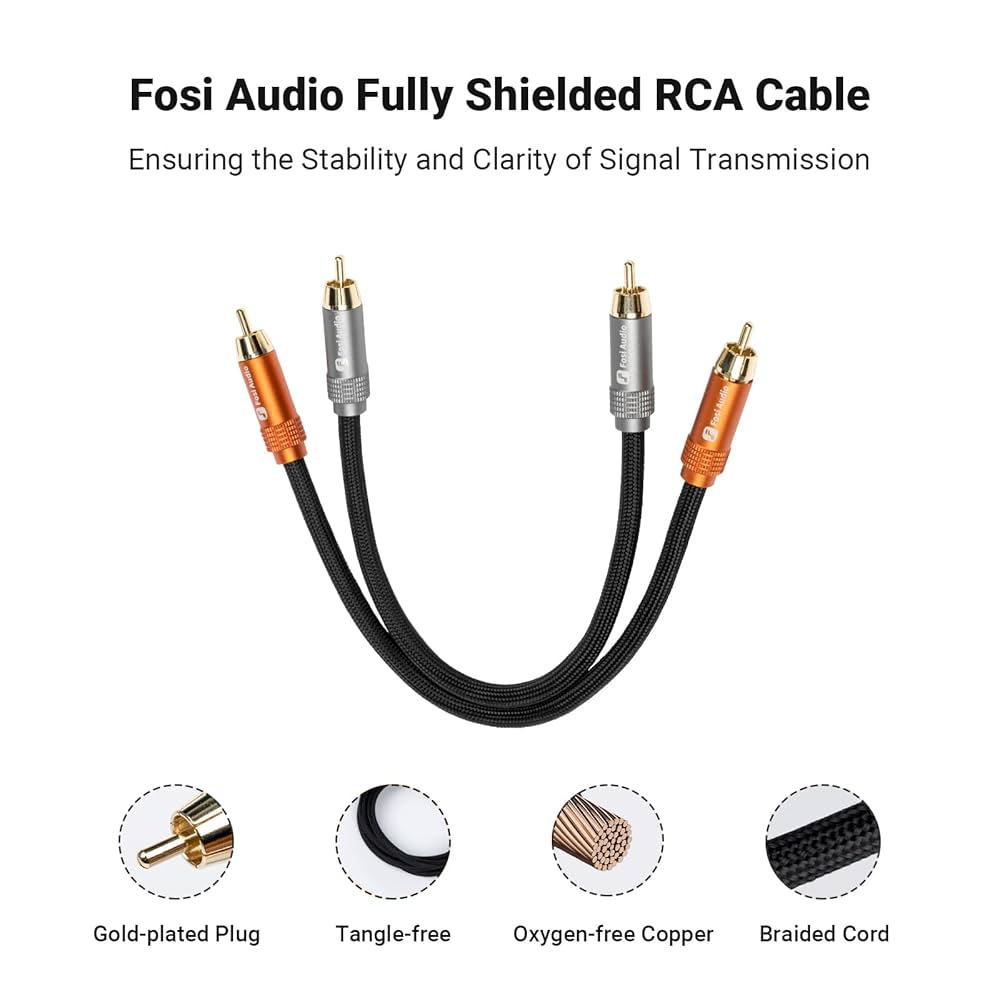 Amazon.com: Fosi Audio 2RCA to 2RCA Cable 0.9Ft, Gold-Plated