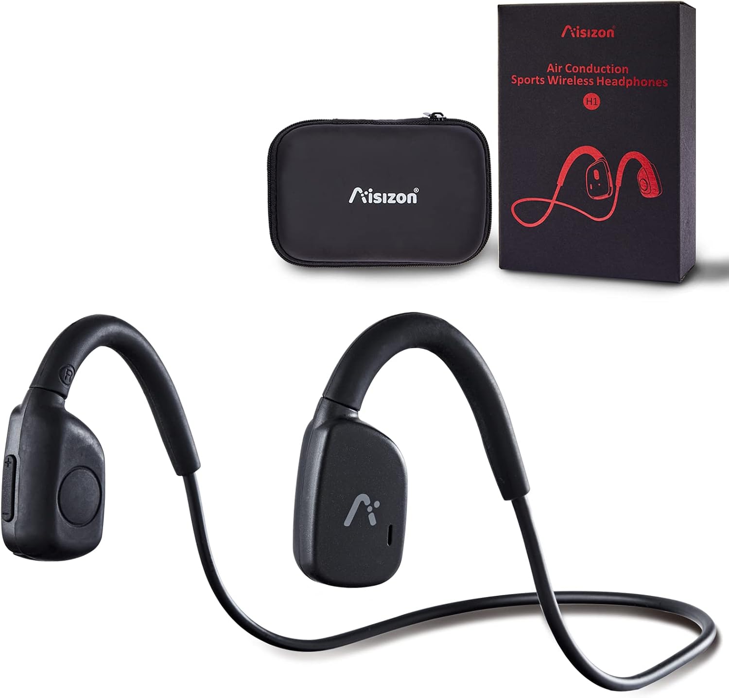 Aisizon Air Conduction Headphones H1, Over Ear Sports Wireless Bluetooth Headphones, Open Ear Headphones Wireless Bluetooth for Runing, Gym Workout, Sports