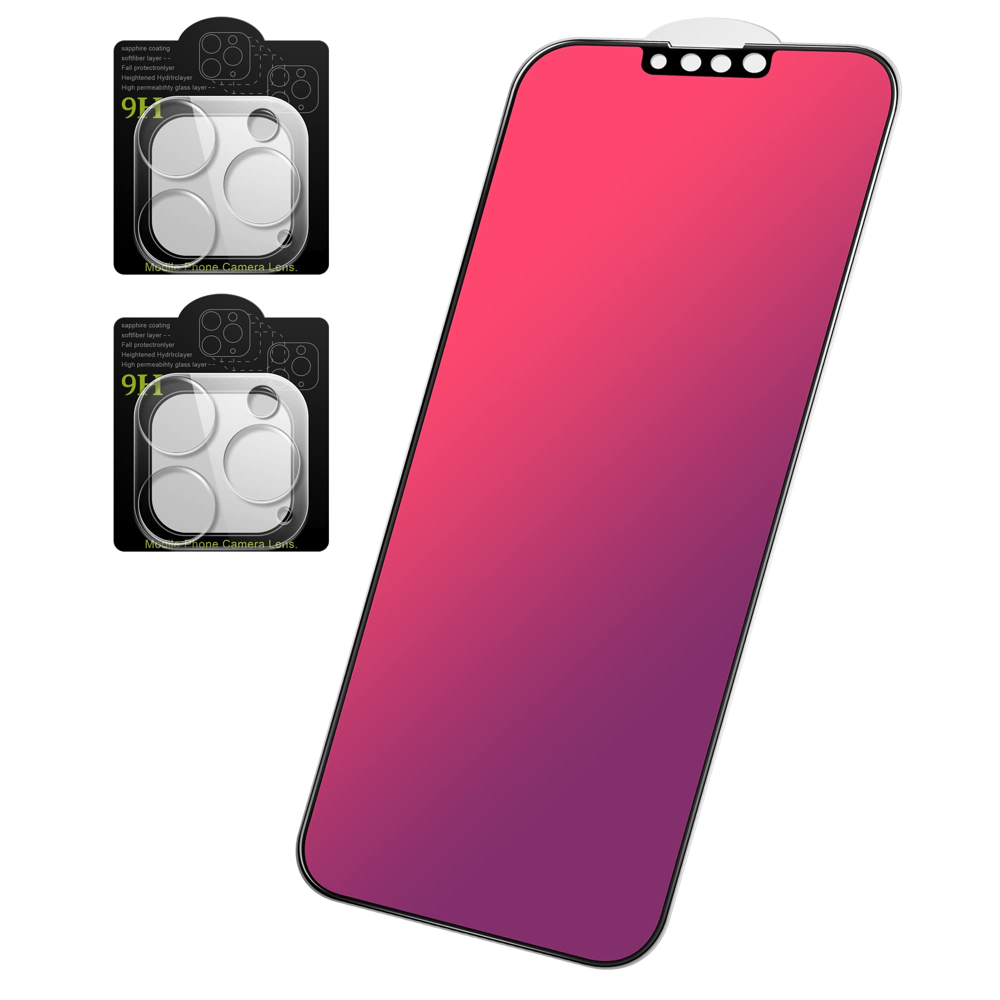 Privacy Screen Protector Compatible with iPhone 13 Pro Max [6.7 Inch] + 2 Pack Camera Lens Protector,Anti Spy Anti Blue Light Eye Protection HD Ultra Clear Anti-Scratch Bubble Free