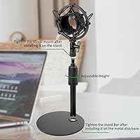 Vista 7 de Upgraded AT2020 Desktop Mic Stand, Adjustable Mic Stand Desk with Shock Mount and Foam Windscreen for Audio Technica AT2020 AT2020USB+ AT2035