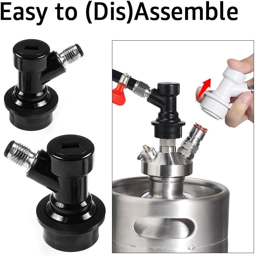 MRbrew 2Pcs Ball Lock Keg Disconnect Set with 1/4'' Liquid Barb Fittings