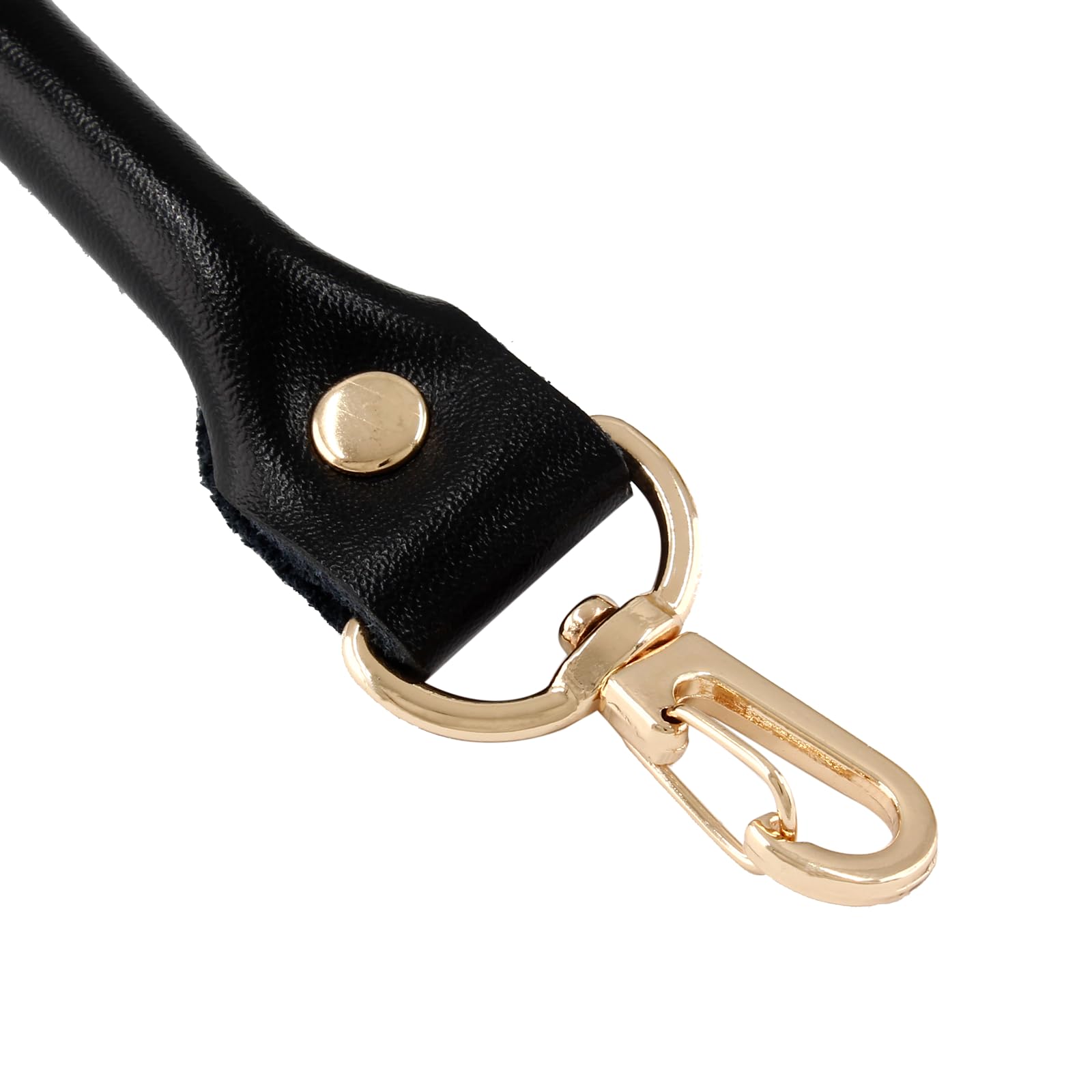 Piutouyar Black Genuine Leather Purses Straps, 40cm / 15.7 Inches Short Leather Strap, Purse Handle Replacement for Handbag, Shoulder Bag(2Pcs)