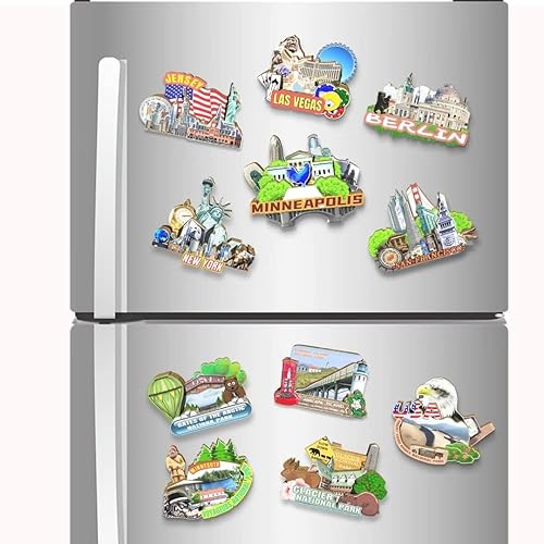 Miniatura 4 de Imán de Minneapolis de los E.E.U.U. Imán de nevera 3D de madera Monumentos de viaje coleccionables recuerdos decoración hecho a mano 2