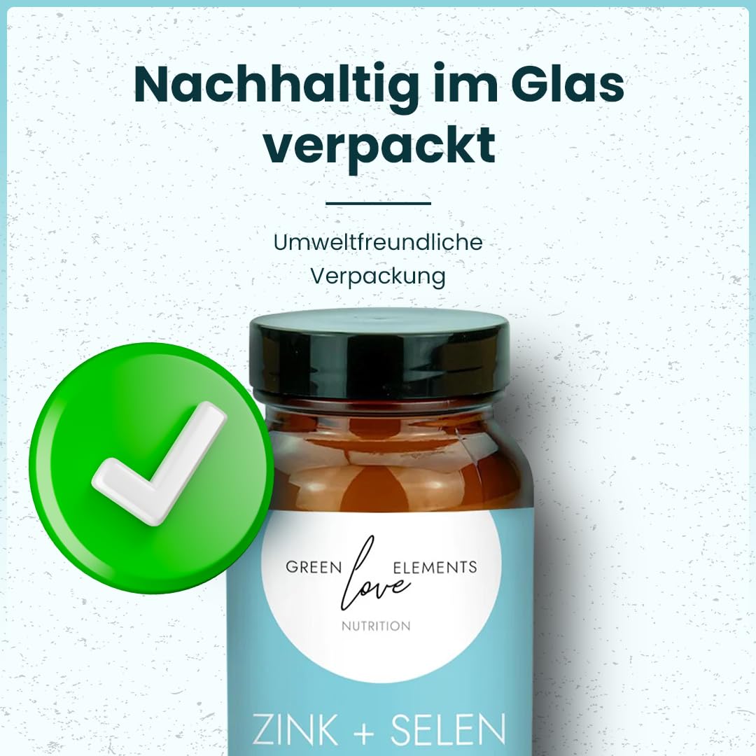 Zink + Selen Kapseln 25mg + 55 µg Hochdosiert - Vegan. In Deutschland hergestellt. Zinkgluconat- Für Haut, Haare, Nägel und Knochen. Für ein starkes Immunsystem. 120 Kapseln im Glas
