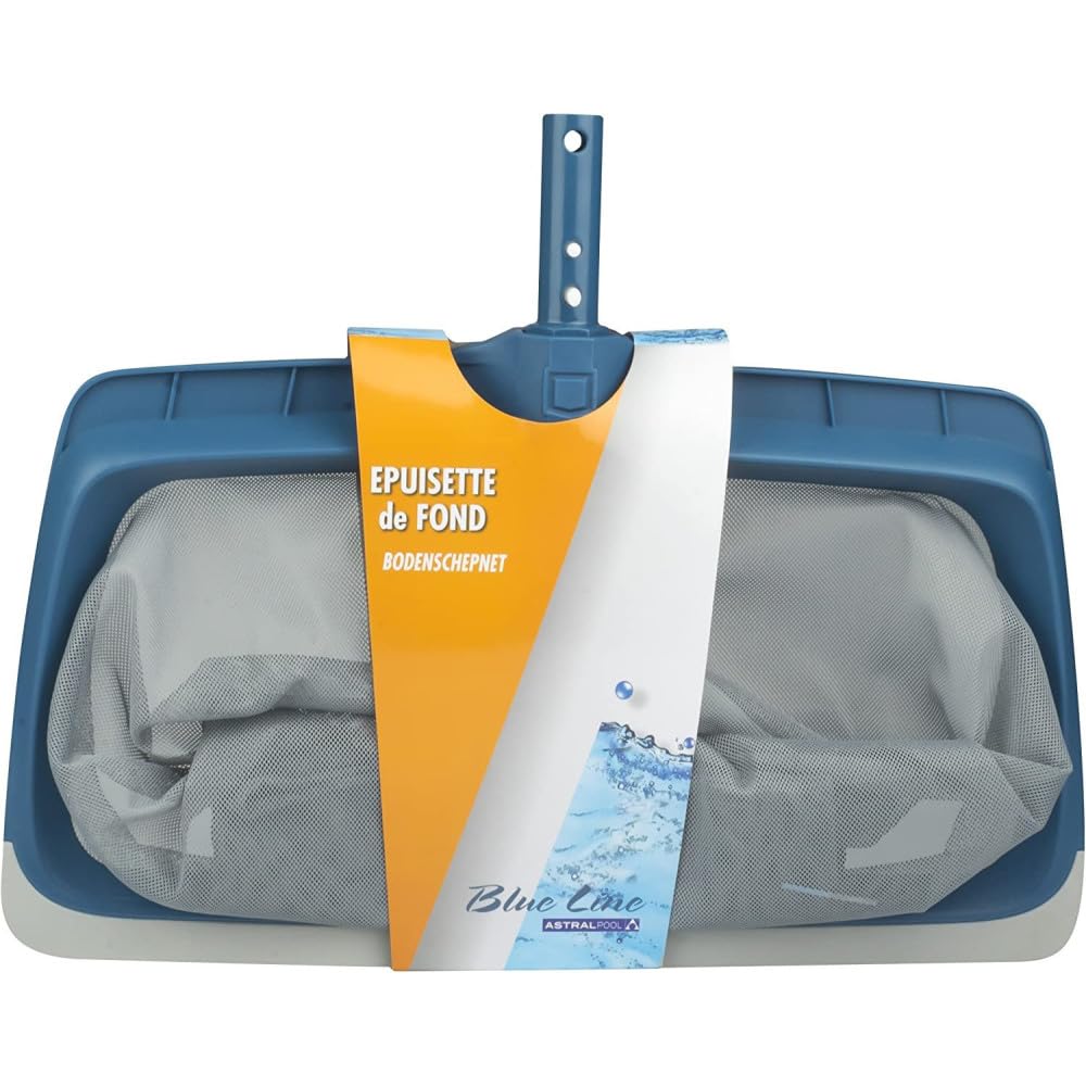 Blue Line Épuisette de Fond Raclette pour Piscine Filet Résistant Nettoyage Débris Feuilles Bleu Taille Standard