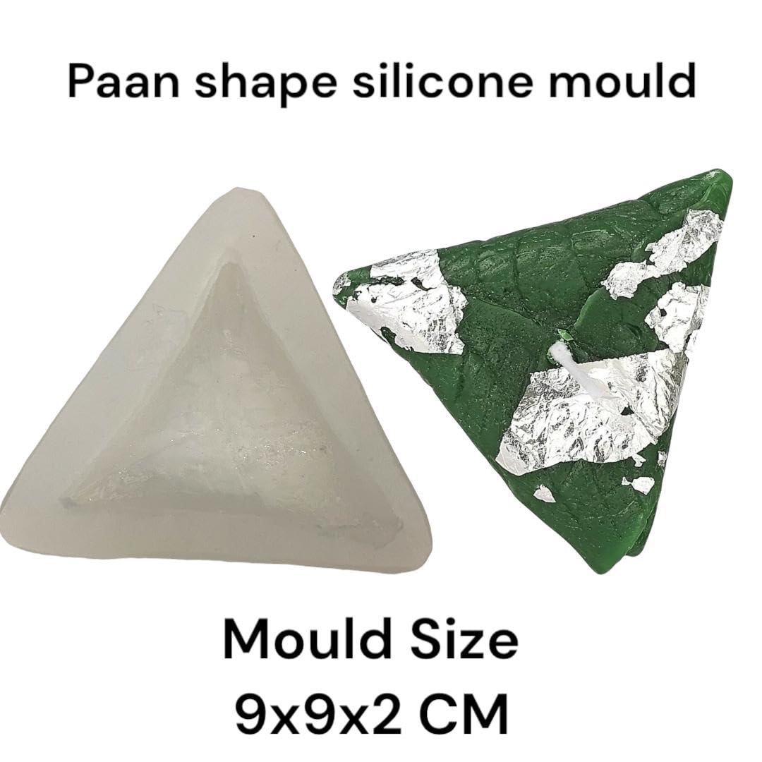 KROKIO® - Paan Silicone Mould for Candle Making Mold 3D Triangle Shape Resin Art Craft Moulds Soap Fondant Banarasi Paan Mold Chocolate Cake Decoration (ASM112-80) 1
