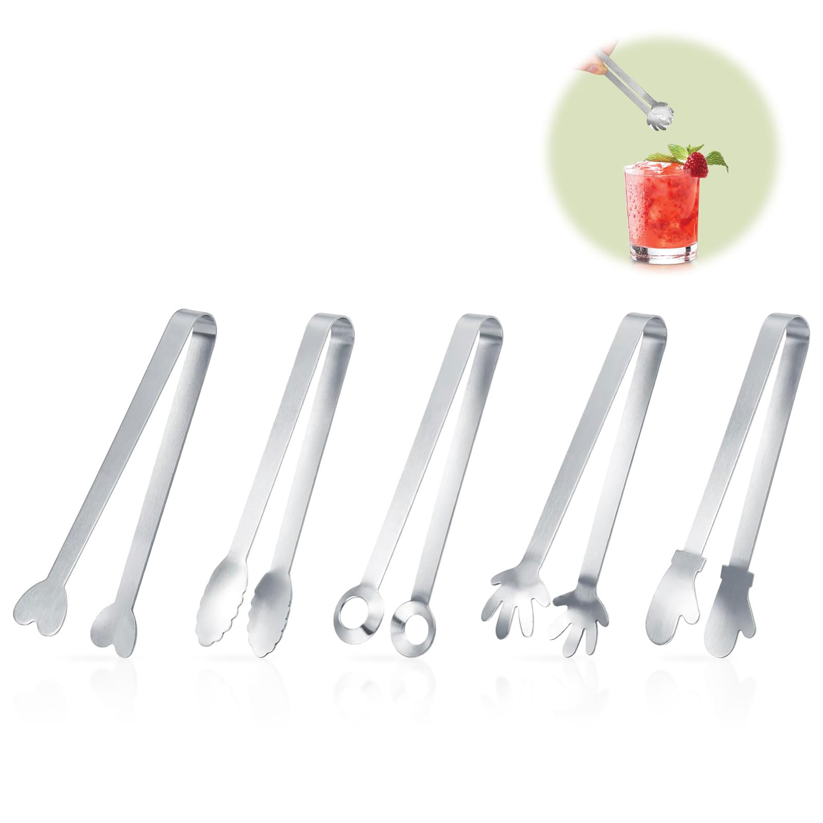 5 Stücke Candy Bar Zubehör Küchenzange Candybar Zubehör Set Candybar Zangen, Zange Küche Eiswürfelzange Zuckerzange Candybar Edelstahl,Kleine Candy Bar Zangen Servierzange