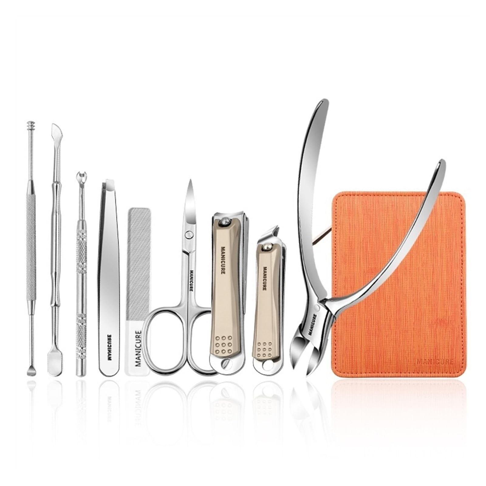 Juego de Cortaúñas Manicura Kit de manicura Juego de cortaúñas Kit de pedicura profesional Juego de cuidado de aseo de acero inoxidable de 9 piezas con cortaúñas Olécranon for hombre y mujer para el C