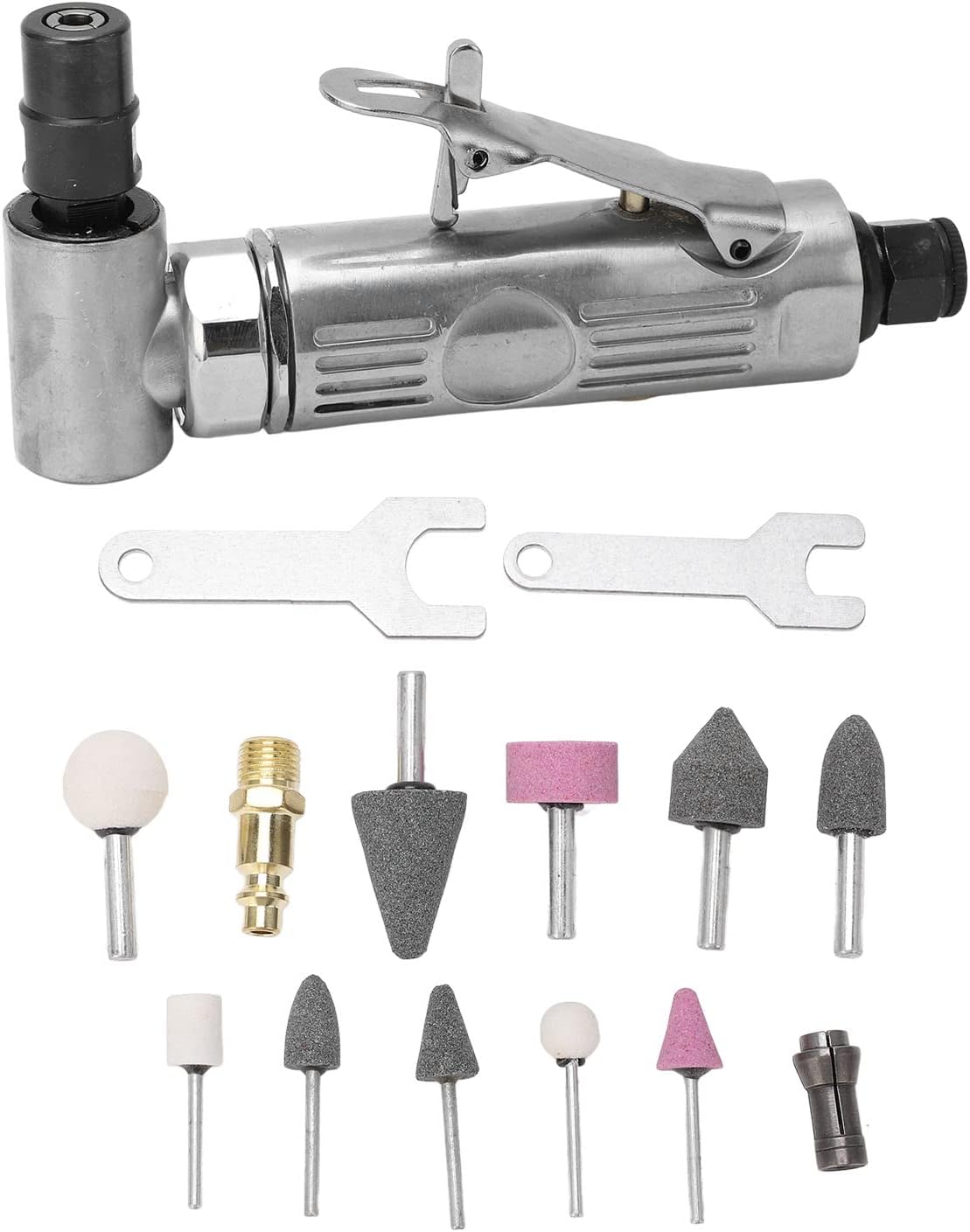 90 Degree Air Die Grinder Right Angle Pneumatic Engraving Machine with Grinding Head Set High Speed 20000RPM for Metal Wood Tire Processing Zinc Alloy Tungsten Steel 10 Grinding