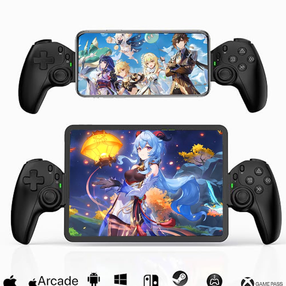 Mobile Gaming Controller for iPhone/iPad, Wireless Phone Remote Gamepad Bluetooth Joystick for iOS/Android/Switch/PC/Tablet/Cloud Gaming Support Streaming on PS4/Xbox/PC Console Play COD/Genshin-D9