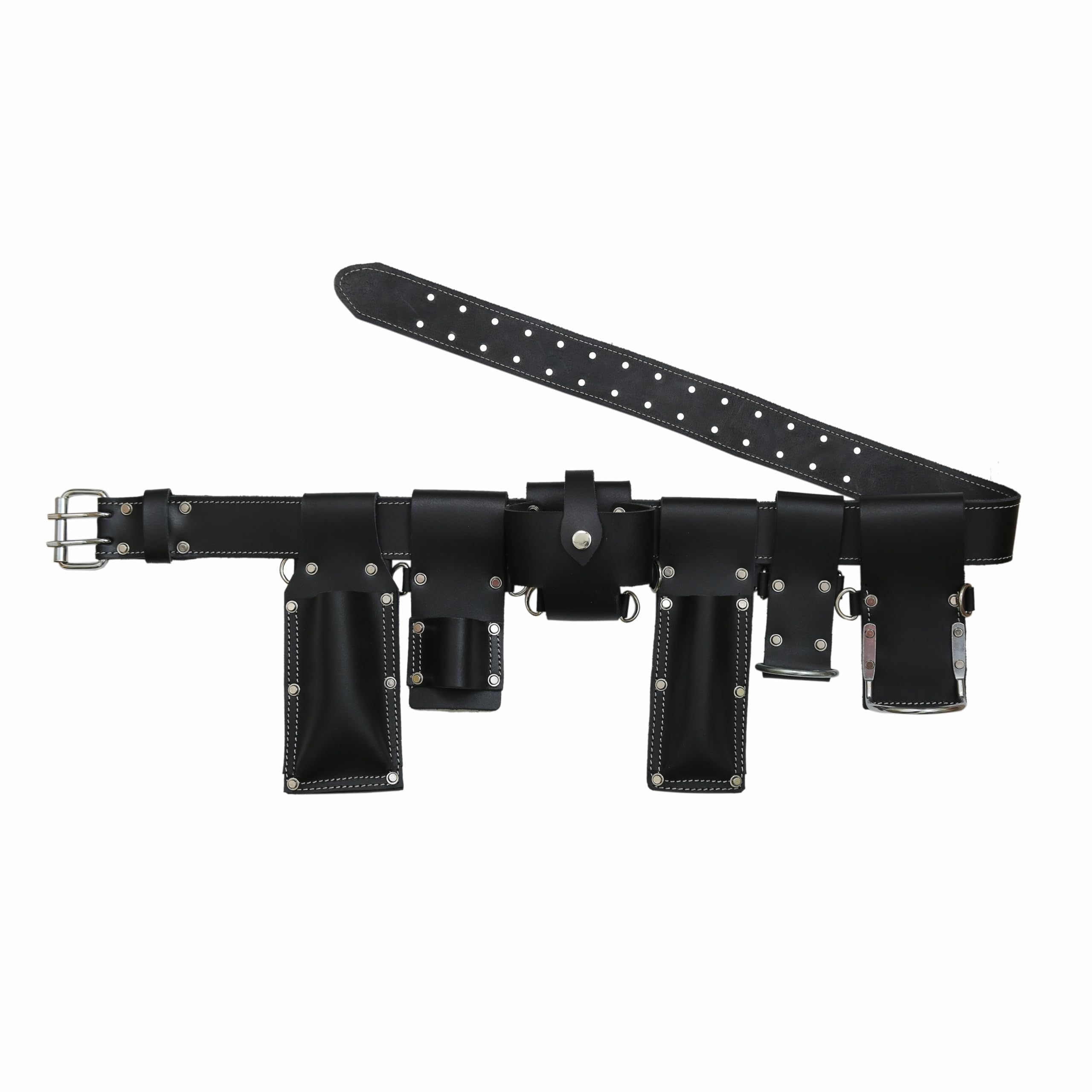 Set professionale 7 in 1 in pelle porta attrezzi da cintura, fondine multiuso per ponteggi, lavori elettrici, falegnameria, nero