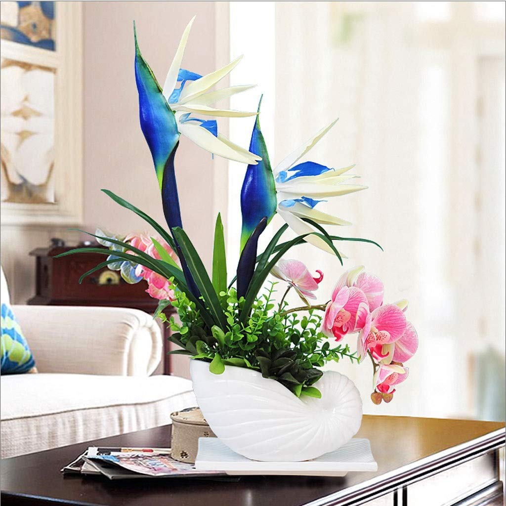 Künstliche Phalaenopsis-Blumen, Keramikvasen-Set, künstliches Bonsai-Blumen-Set, Plastikblumen, Kunstblumen, Seidenblumen, künstliche Topfdekoration für Zuhause