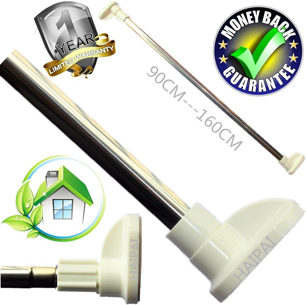 Shower Curtain Rods Extendable Telescopic Poles Rails Towel Wardrobe Stainless Steel Racks bars Tension Improved Version Anti Rust By HAIPAIHOME (90CM-160CM)