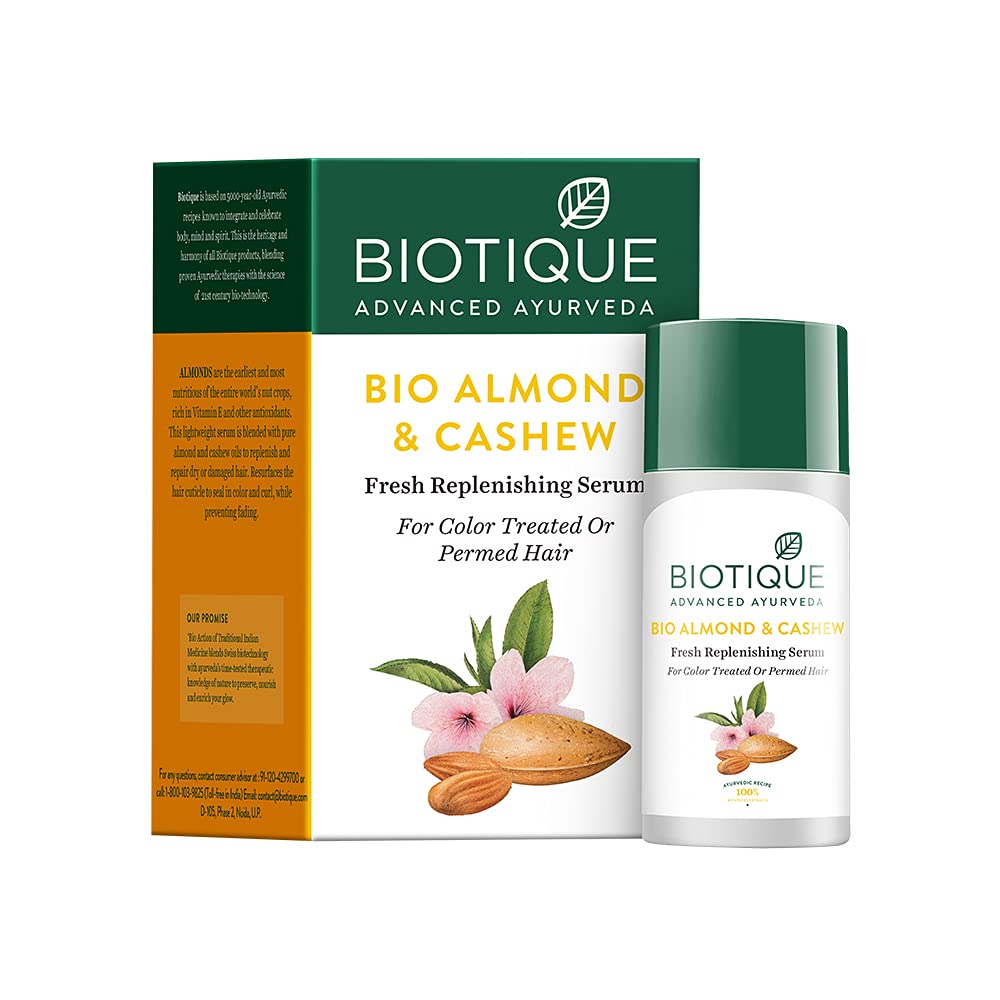 Biotique Almond and Cashew Fresh Replenishing Hair Serum, 35 ml