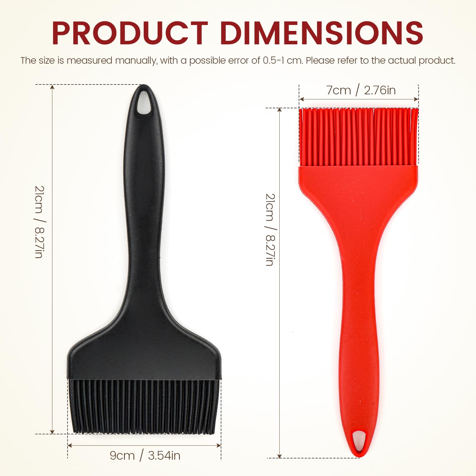 Set di 2 pennelli in silicone, pennelli da forno, pennelli in silicone, lunghezza 21 cm, pennello ad olio extra largo per cucinare, barbecue, pennelli da cucina di qualità alimentare e senza