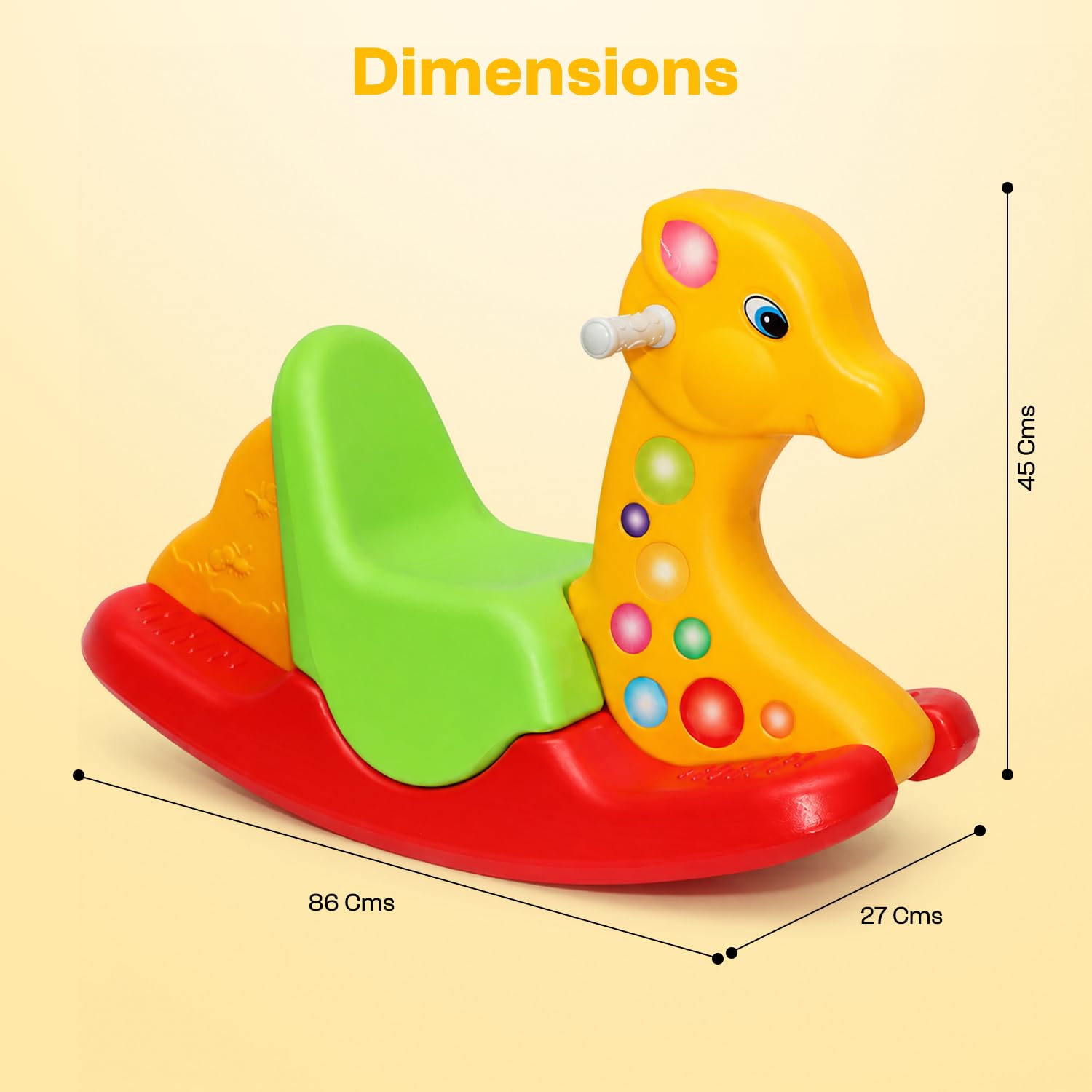 Toyzone 2 in 1 Rocking Giraffe Ride On| Baby Rocker with Comfortable Seat & Back Support | Durable Child-Safe Design | Smooth Rocking Base | Indoor Play Toy | 1β4 Years 2