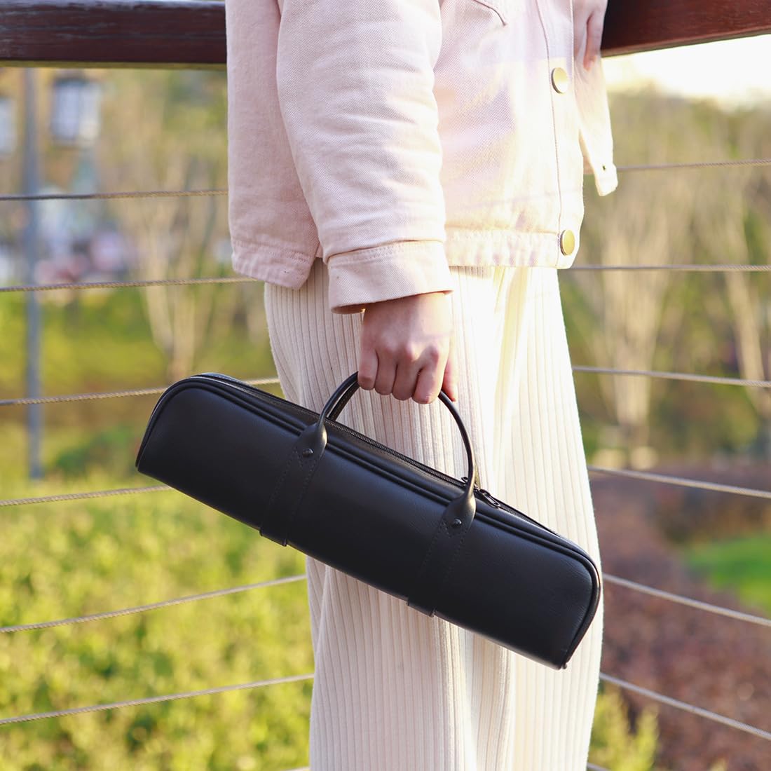 Juego de funda de flauta de 16 agujeros, bolsa de flauta portátil, funda interior de cuero y funda de flauta, bolsa de transporte, estuche de instrumentos de viento de madera